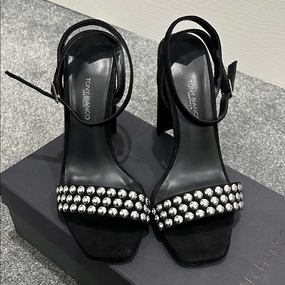 Tony Bianco Black and Silver Studded Heels size 7